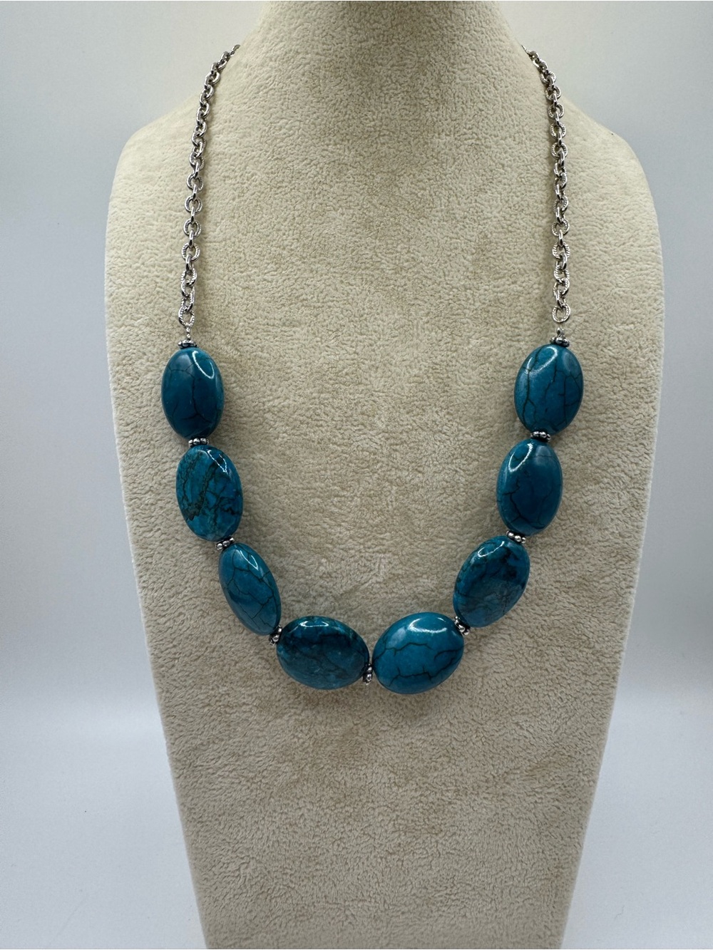 Turquoise Blue Color Stone Statement Necklace